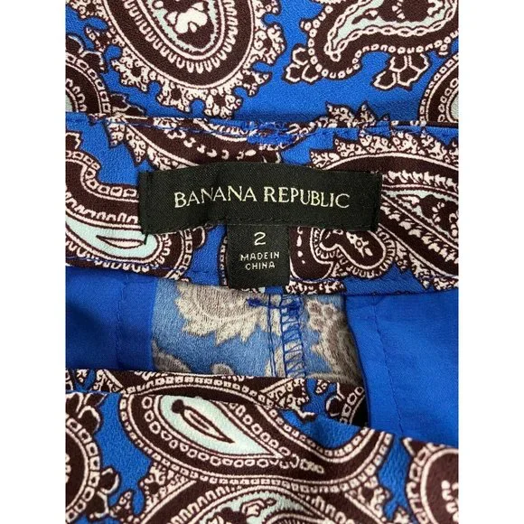 Banana Republic Women's Size 2 Blue Paisley Blake Pants - Picture 6 of 8